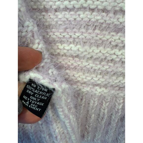 Akemi & Kin Anthropologie Pink White Fuzzy Cardigan Sweater Open Cardi One Size - Picture 8 of 10